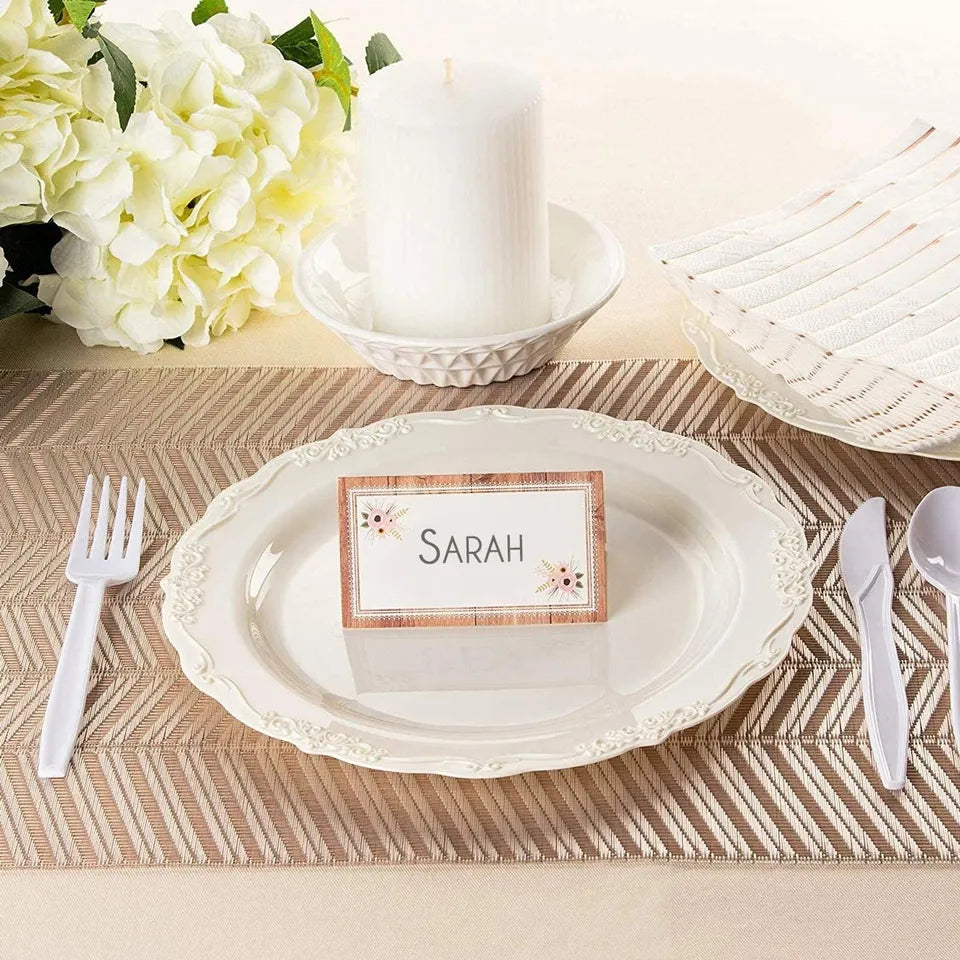 100 Floral Table Place Cards - 2 x 3.5 in