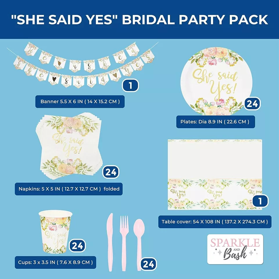 She Said Yes Bridal Shower Party Supplies - Serves 24, Wedding Decorations