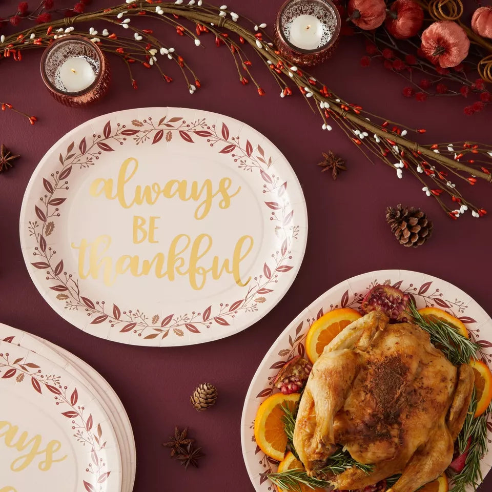 Thanksgiving Paper Plates -24pcs Thankful Disposable Paper Plate Party Décor