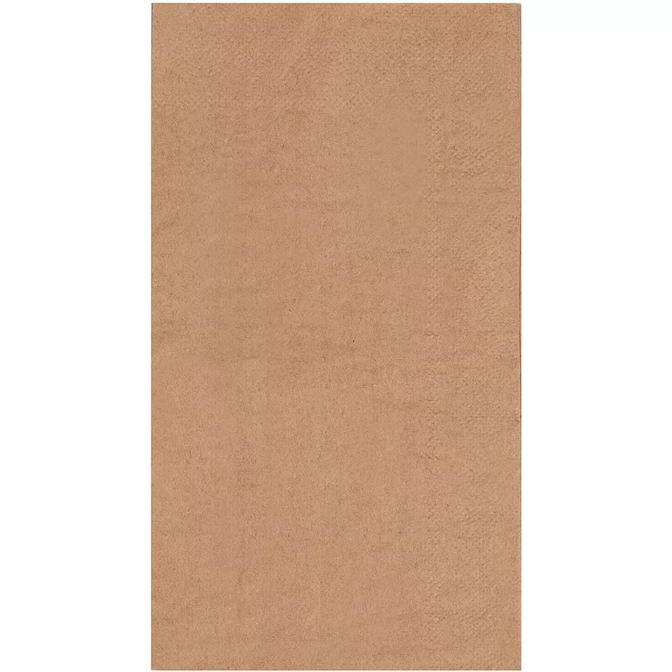 200 Brown Kraft Napkins - Rustic Disposable, Folded 7.8"x4.4