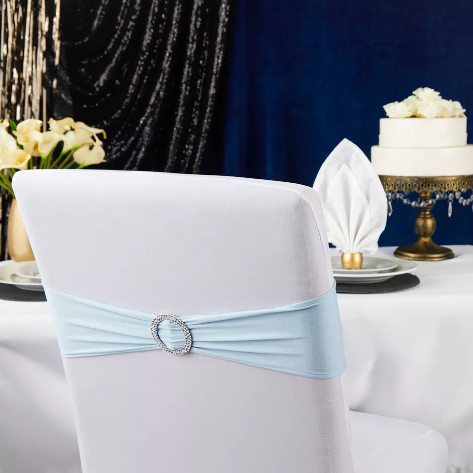 Light Blue Chair Sashes for Wedding, Fits 13.5 to 16.5 Inch Chair Back (50 Pack)