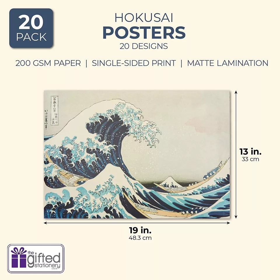 20x Katsushika Hokusai The Great Wave Posters for Home Office Décor 13 x 19"