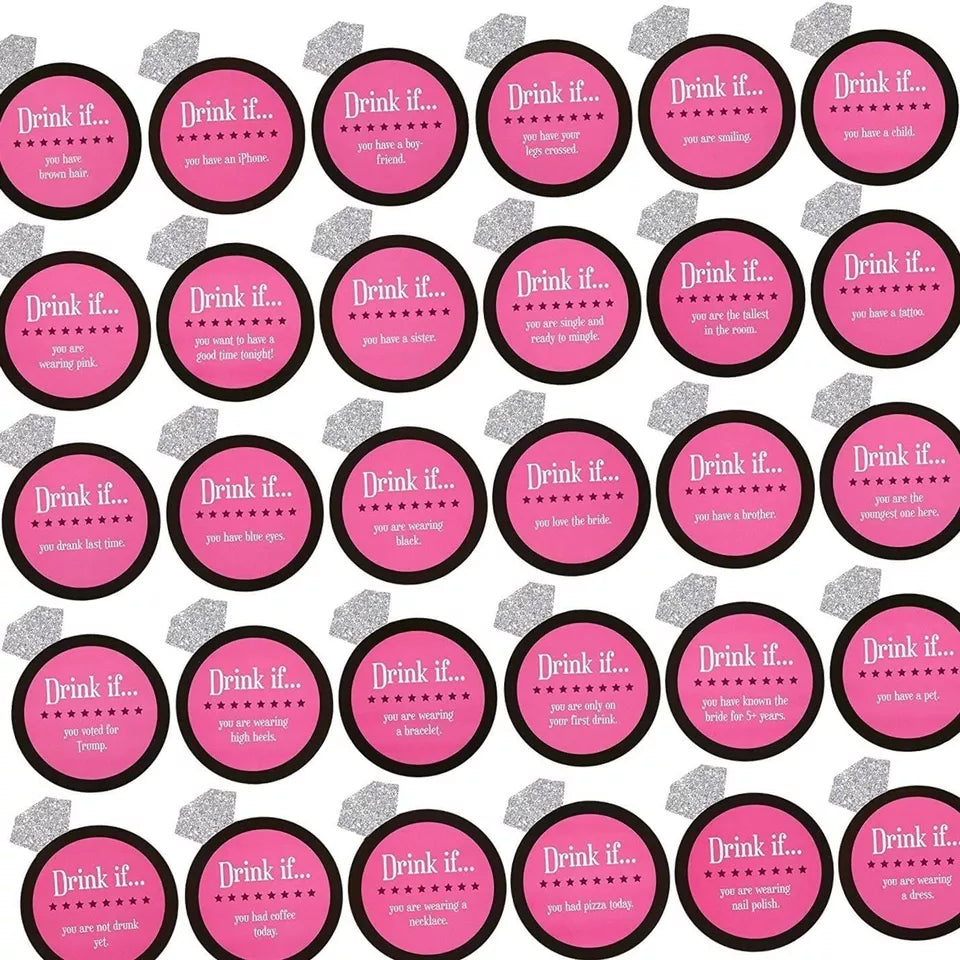 30 Pcs Black Pink Drink If Card Game - Bridal Shower and Bachelorette Party