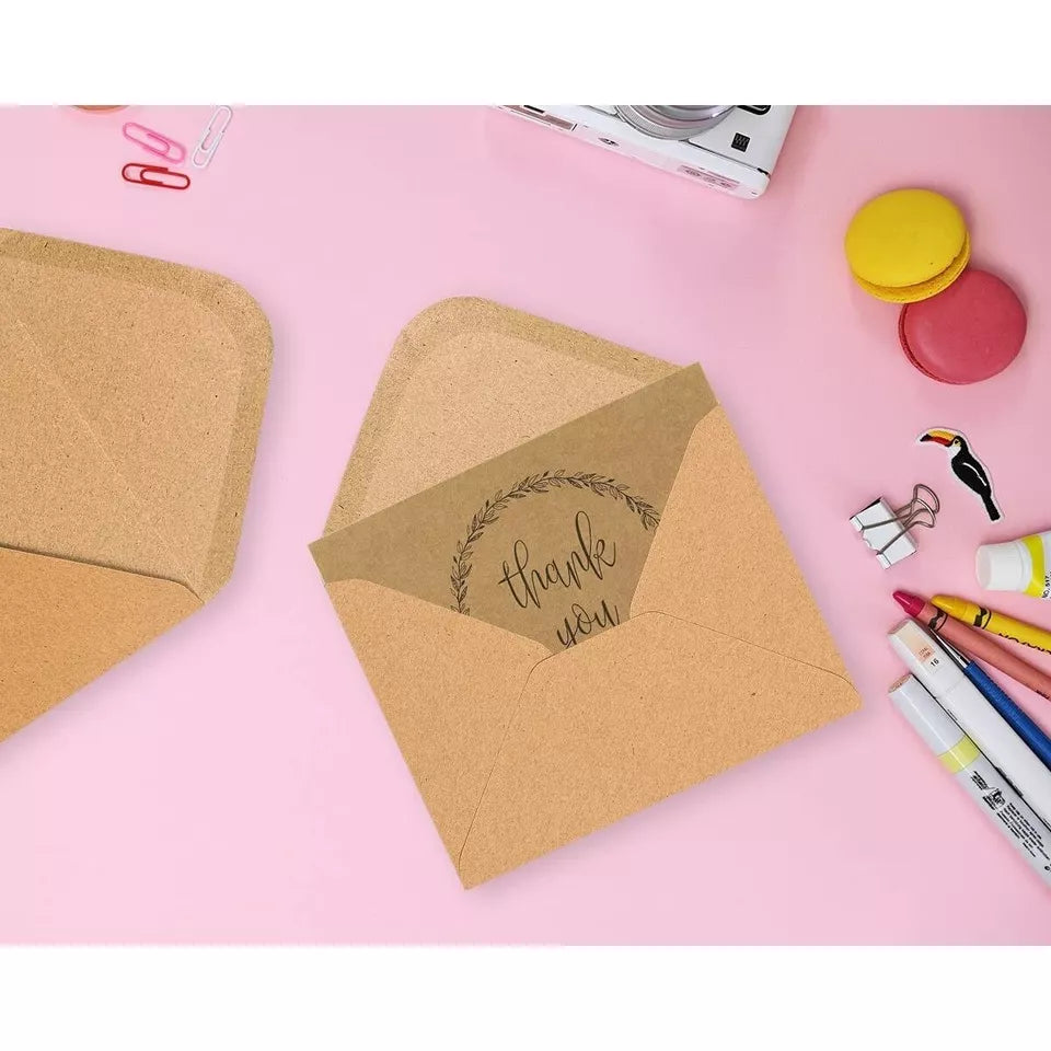 100-Count A2 Invitation Envelopes Bulk, Kraft Paper for Wedding, Baby Shower