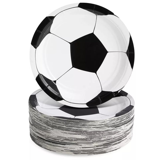 80 Pack Soccer Paper Plates for Sports Themed Birthday Party Supplies, 7 In