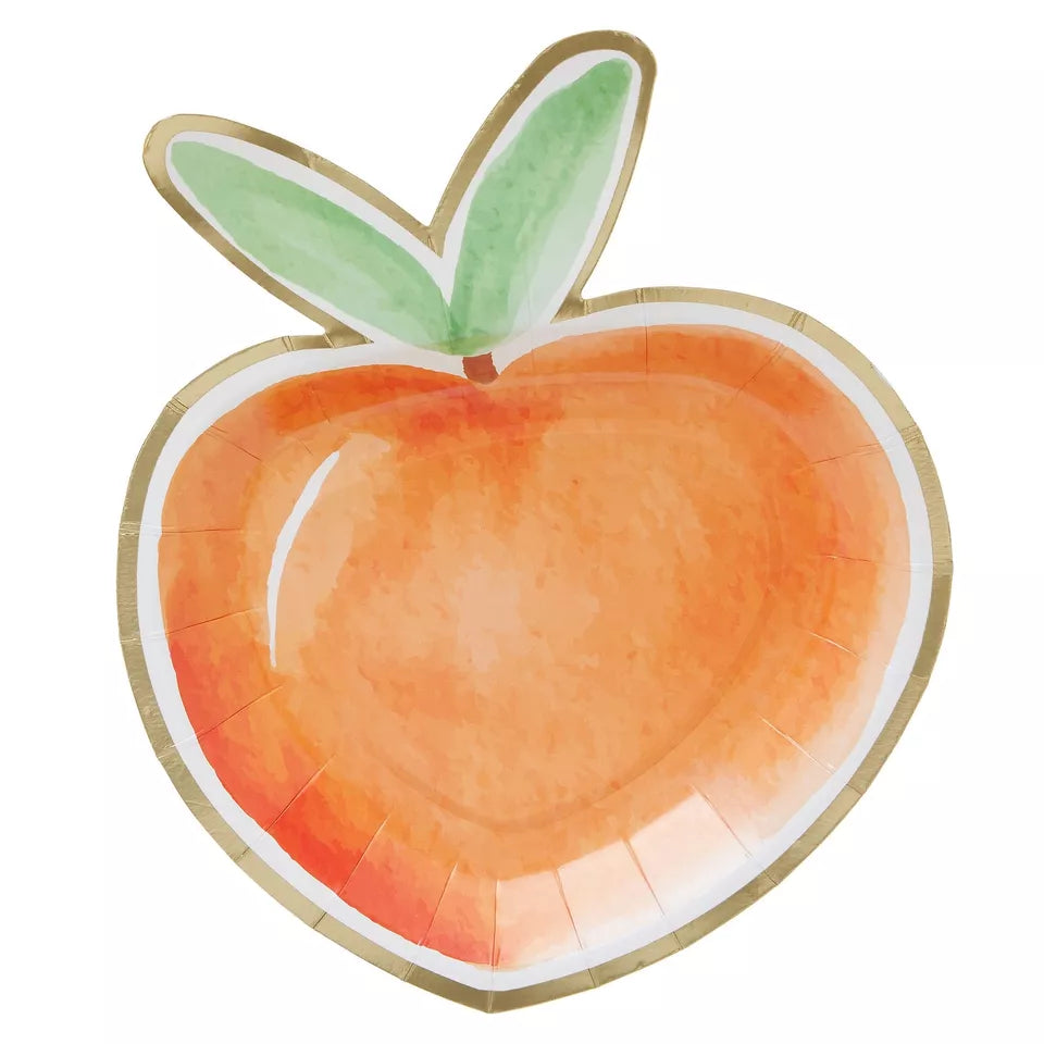 48 Pack Peach Paper Plates with Die-Cut Design and Gold Foil Border (7 in)