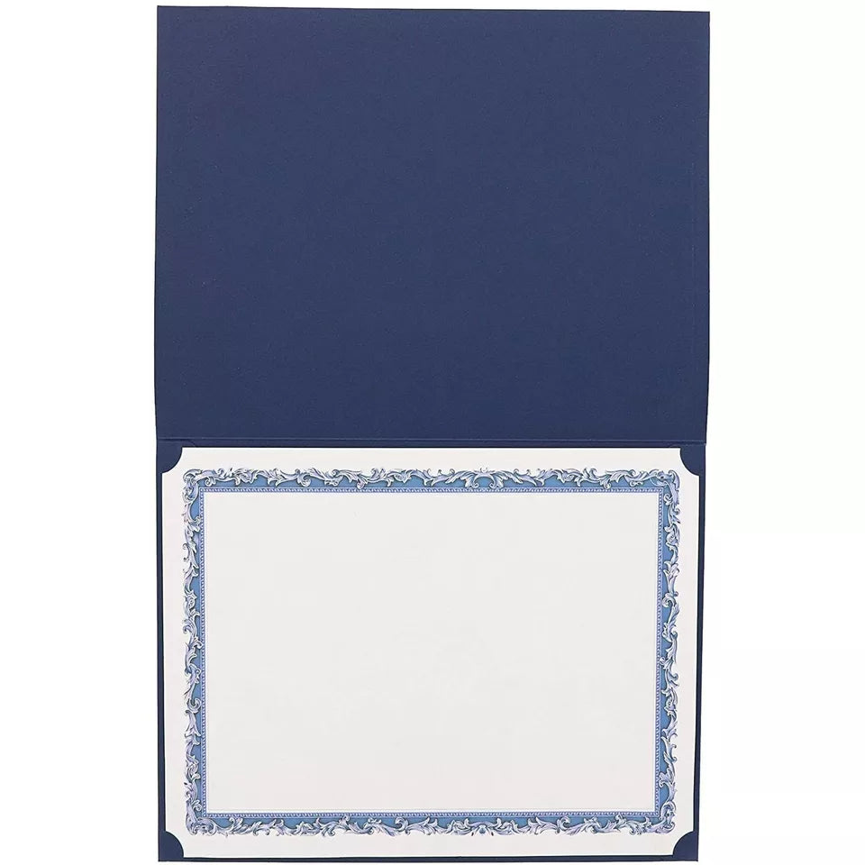 24 Pack Navy Blue Certificate Holders, Document Diploma Award Cover Folders, Letter Size