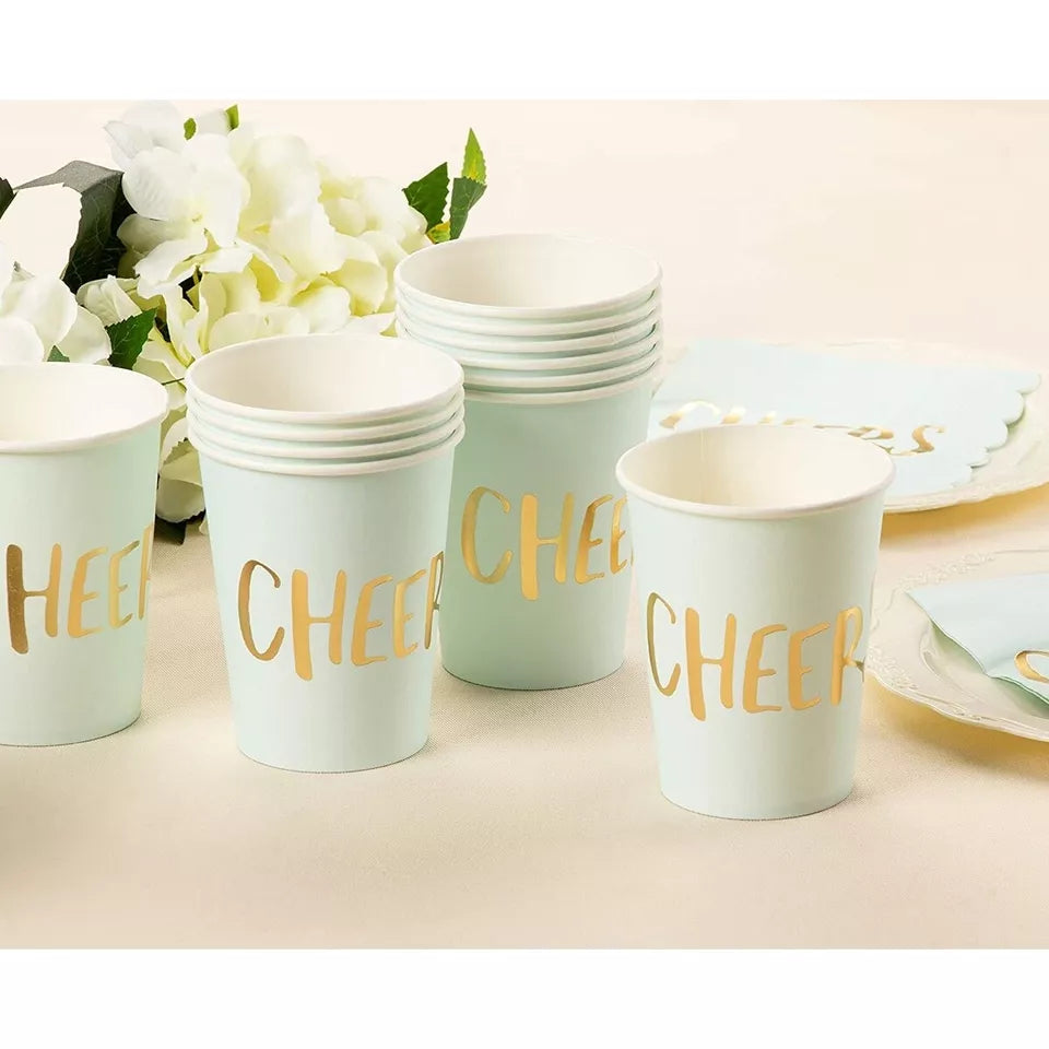 48 Gold Foil and Pastel Paper Cups - 9 oz