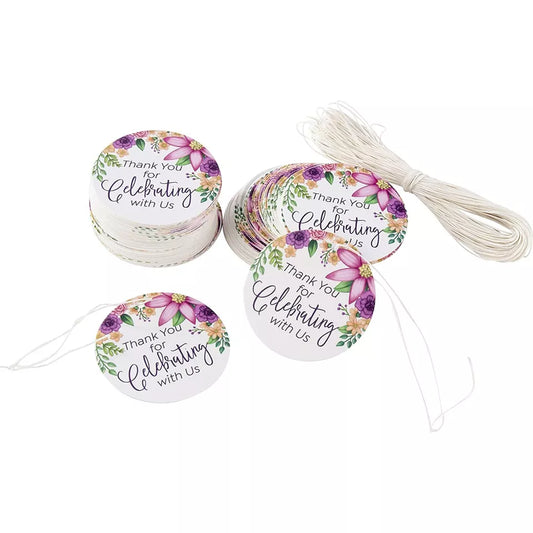 120 Pack Floral Design Thank You Gift Tags - String Labels