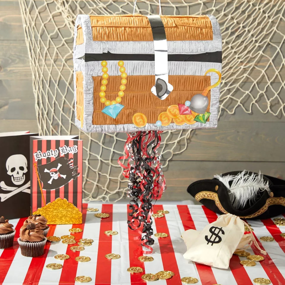 Treasure Chest Pinata, Pirate Birthday Party Supplies, Small, 12 x 10 x 6.5 In