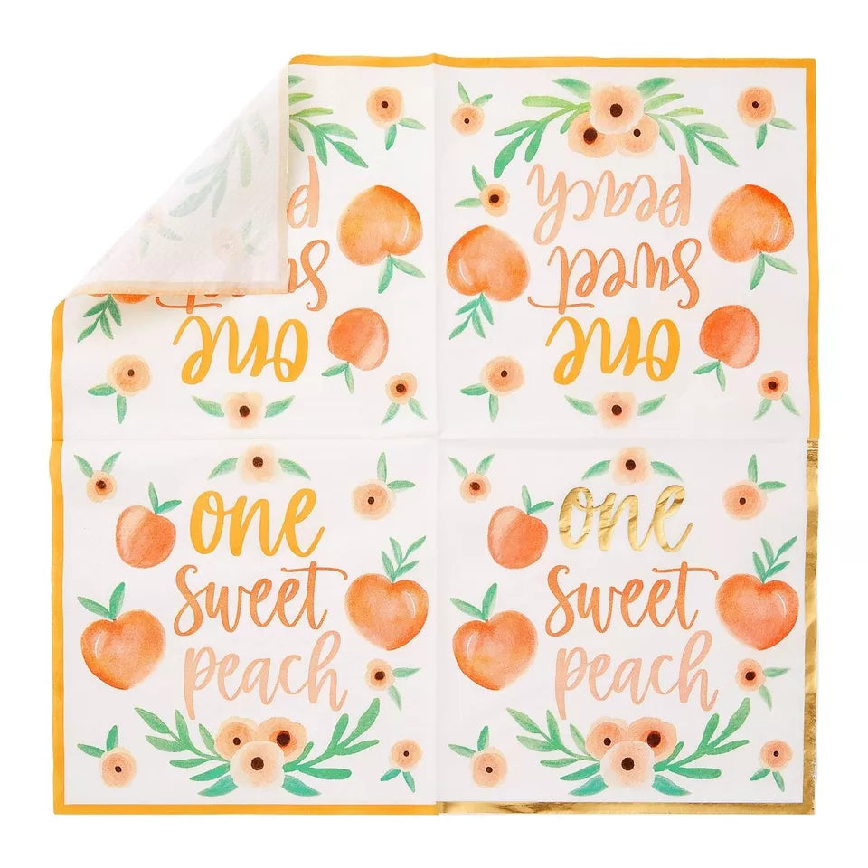 50 Pack Sweet Peach Paper Napkins for Baby Shower, Birthday Party Supplies