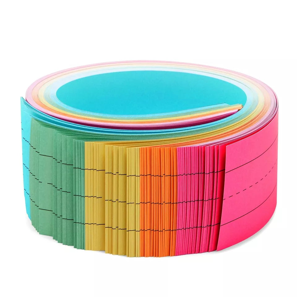 100-Pack Colored Lined Sentence Strips for Classroom, 5 Colors