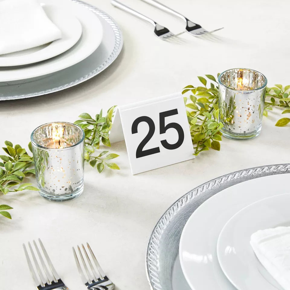 25 Acrylic Table Numbers - 1-25, Plastic Tent Cards, 3 x 2.75 in