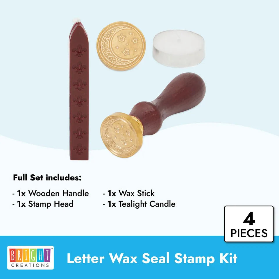 Moon & Stars Wax Seal Stamp Kit - 4x