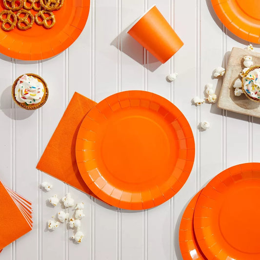 Orange Party Supplies Set - 72 Pieces, Serves 2