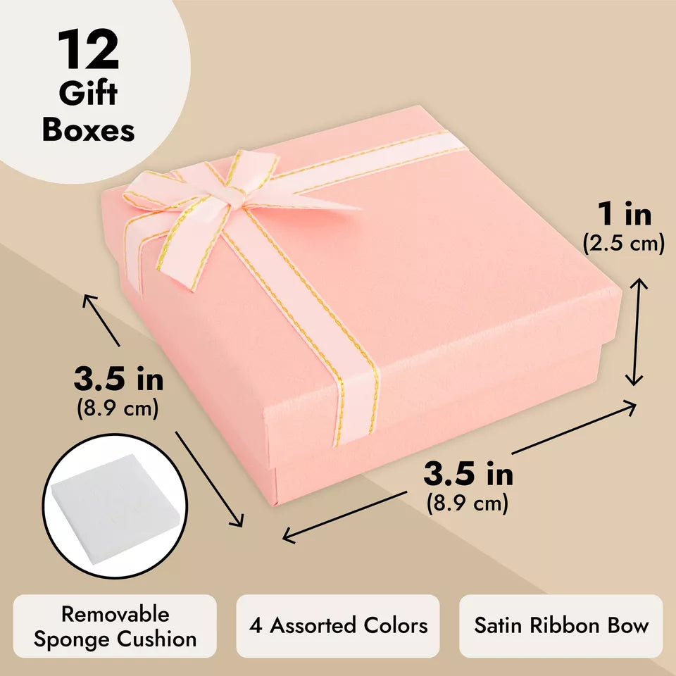 12 PCS Jewelry Boxes Necklace Bracelet Gift Box Cardboard Bulk, Assorted Colors