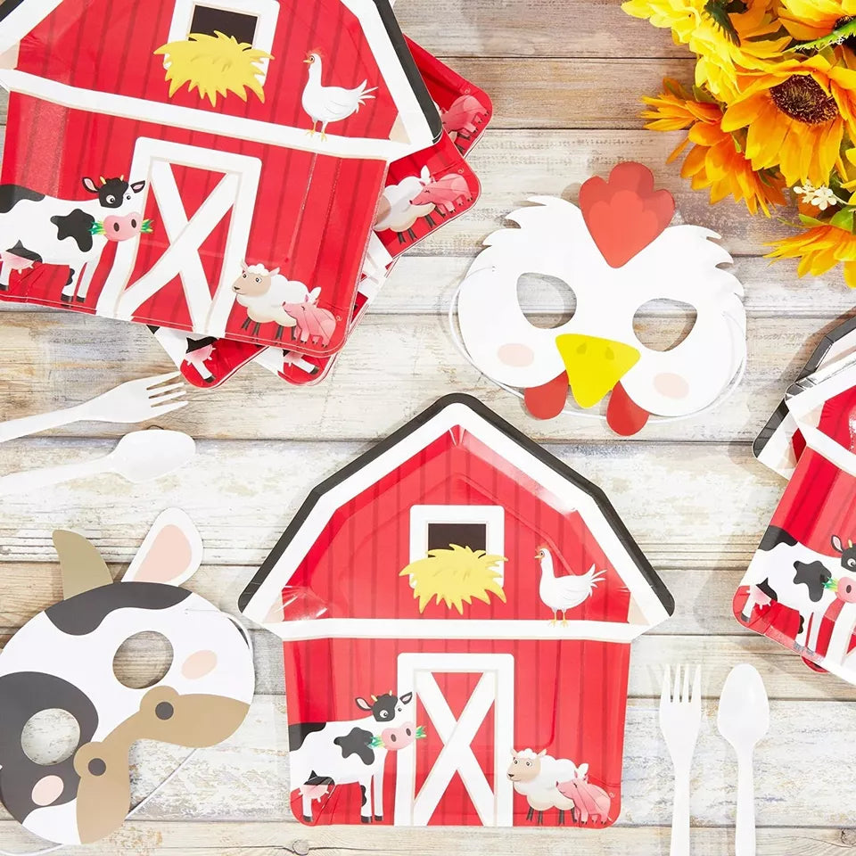 48 Farm House Party Paper Plates Barnyard Animal Birthday Supplies Baby Shower