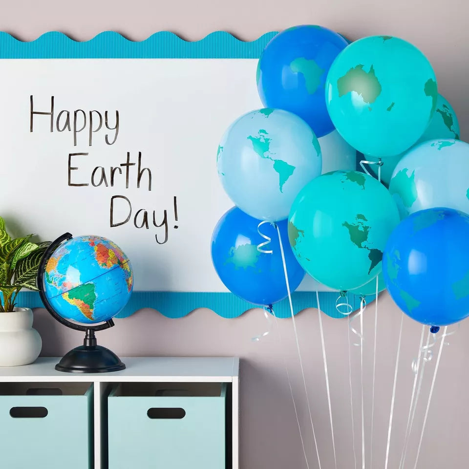 50 Pack World Balloons, 12" Earth Day Decorations for Around the World Party