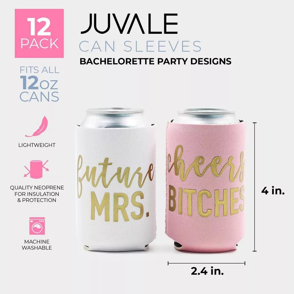 12-Pack 12 oz Beer Can Sleeves for Bachelorette Party