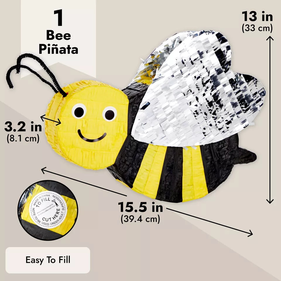 Bumble Bee Piñata for Gender Reveal, Baby Shower, Birthday Party - 15.5 x 13"