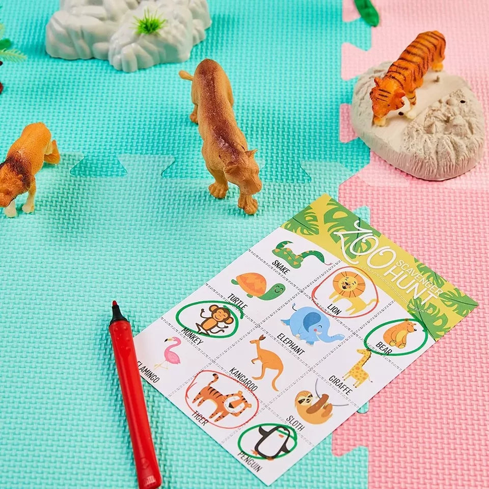 50 Pack Zoo Scavenger Hunt Spotting Animal Pre-School Kid Educational Board Game