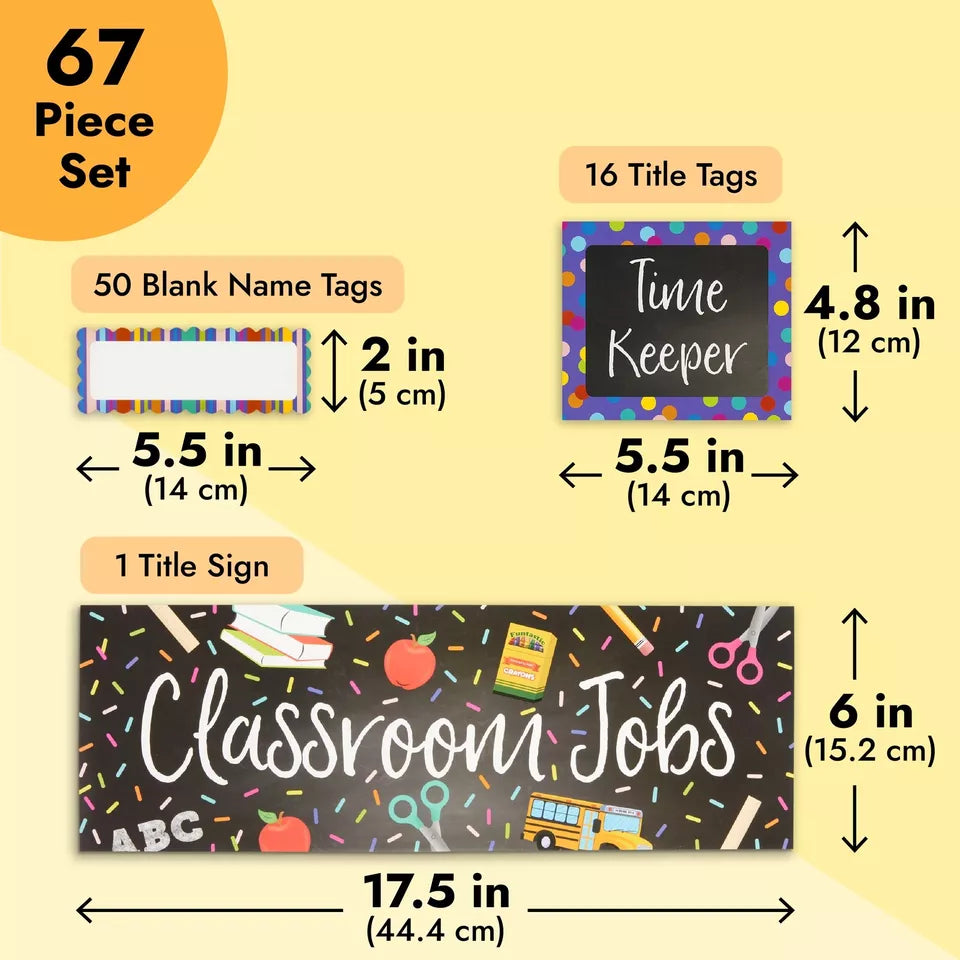 Classroom Job Chart Set with Name Tags - 67 Pieces