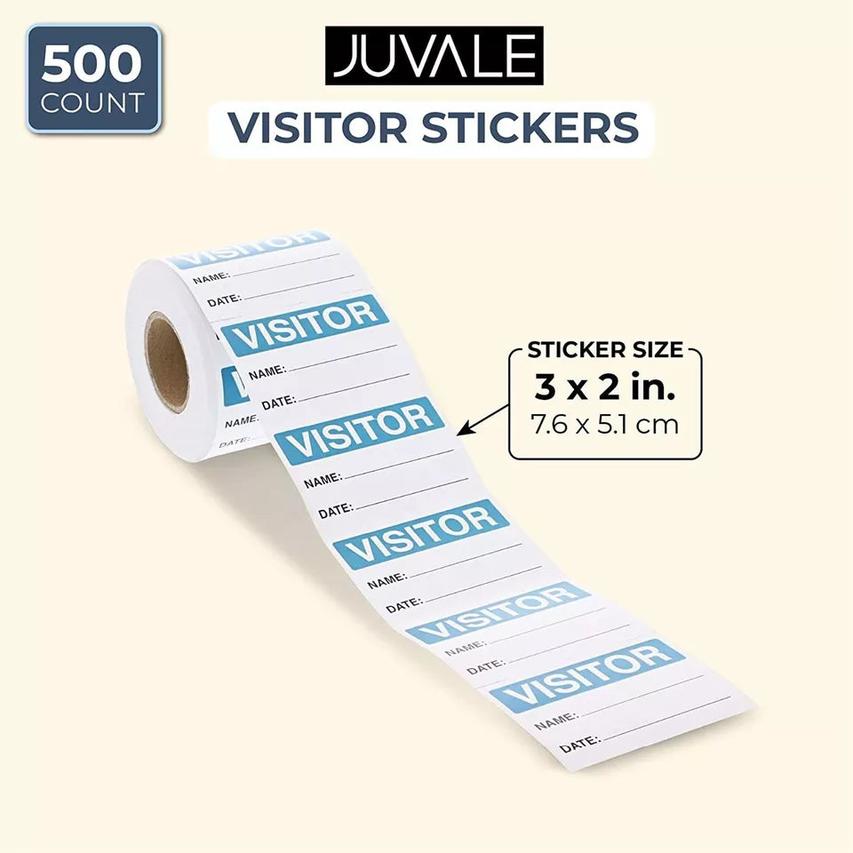 500-Count Visitor Name Label Stickers - Roll for School, Hospital, Museum, Business