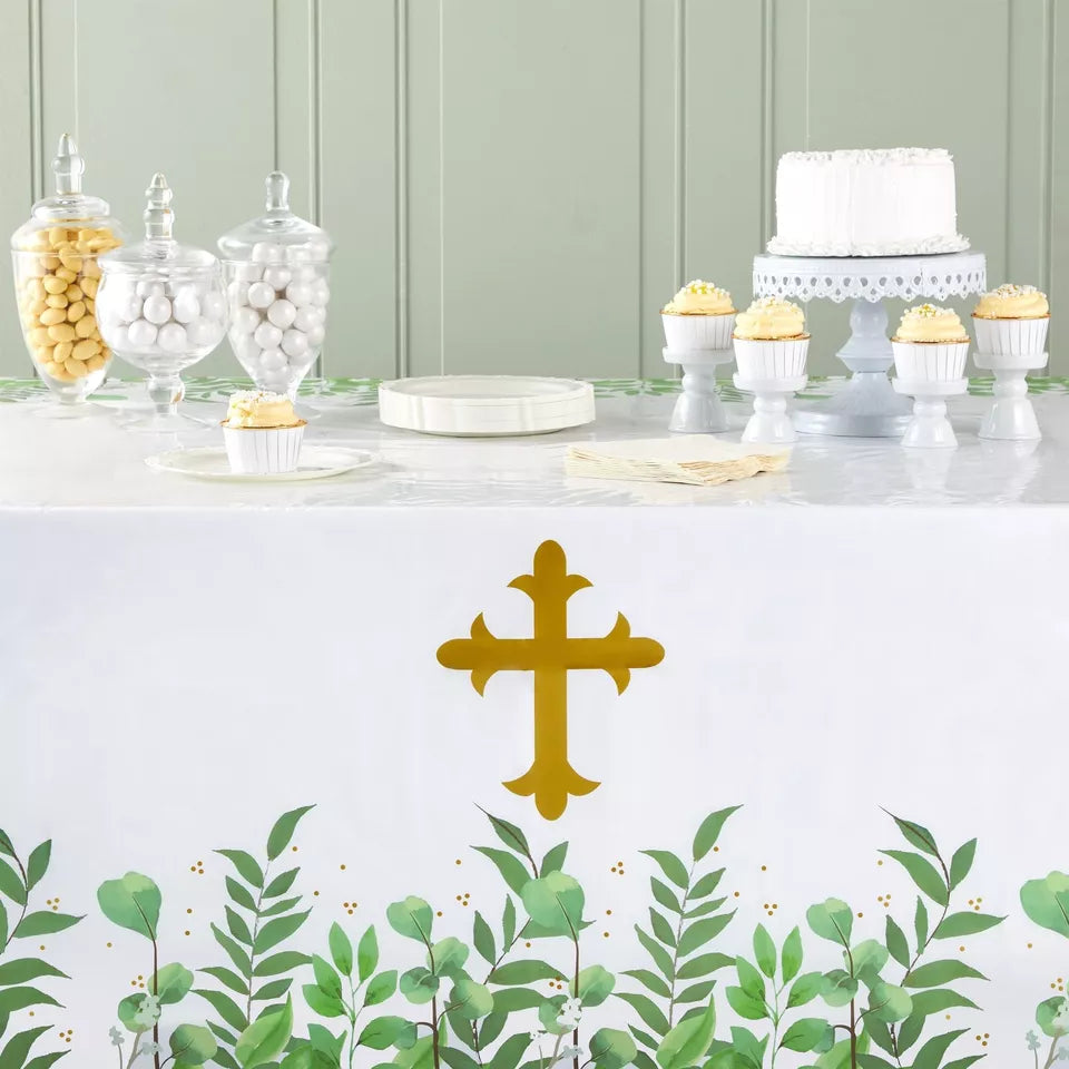 3 Pack Religious Table Cover for Baptism, First Communion, 54 x 108 in