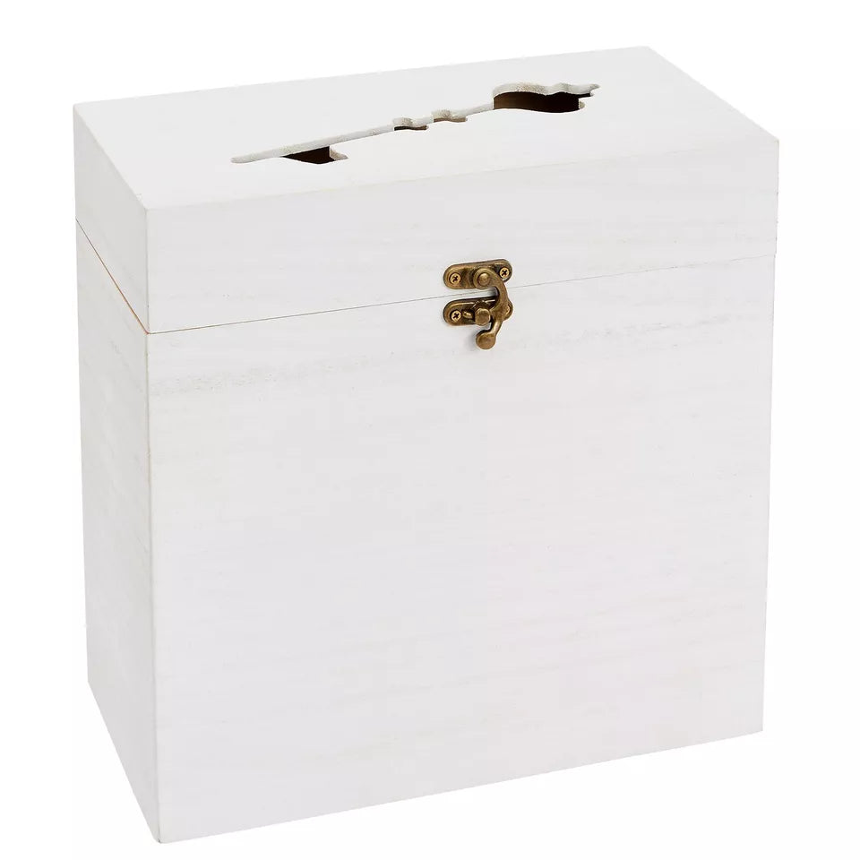 Rustic Wooden Wedding Card Box - 9.8 x 5 x 10 in, with Lock