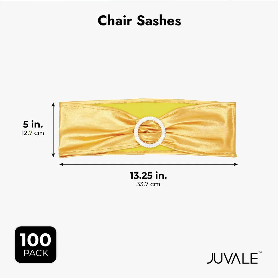 100 Pack Gold Chair Sashes - Fits 13.5 to 16.5 Inch Chair Backs