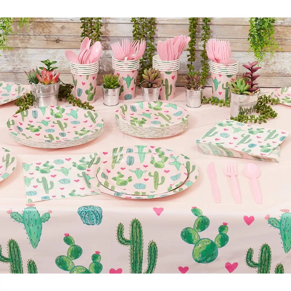 100 Cactus Fiesta Theme Paper Napkins - 6.5 in, for Birthday Decorations