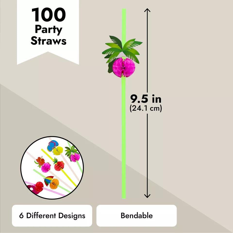 100 Tropical Beach Straws