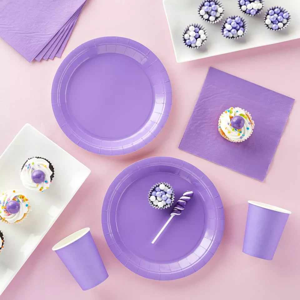 Purple Party Supplies - 72 Pieces, Serves 24, for Birthday Decorations