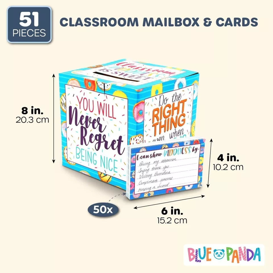 Classroom Kindness Cards and Ballot Box (8 x 8 In, 51 Pieces)