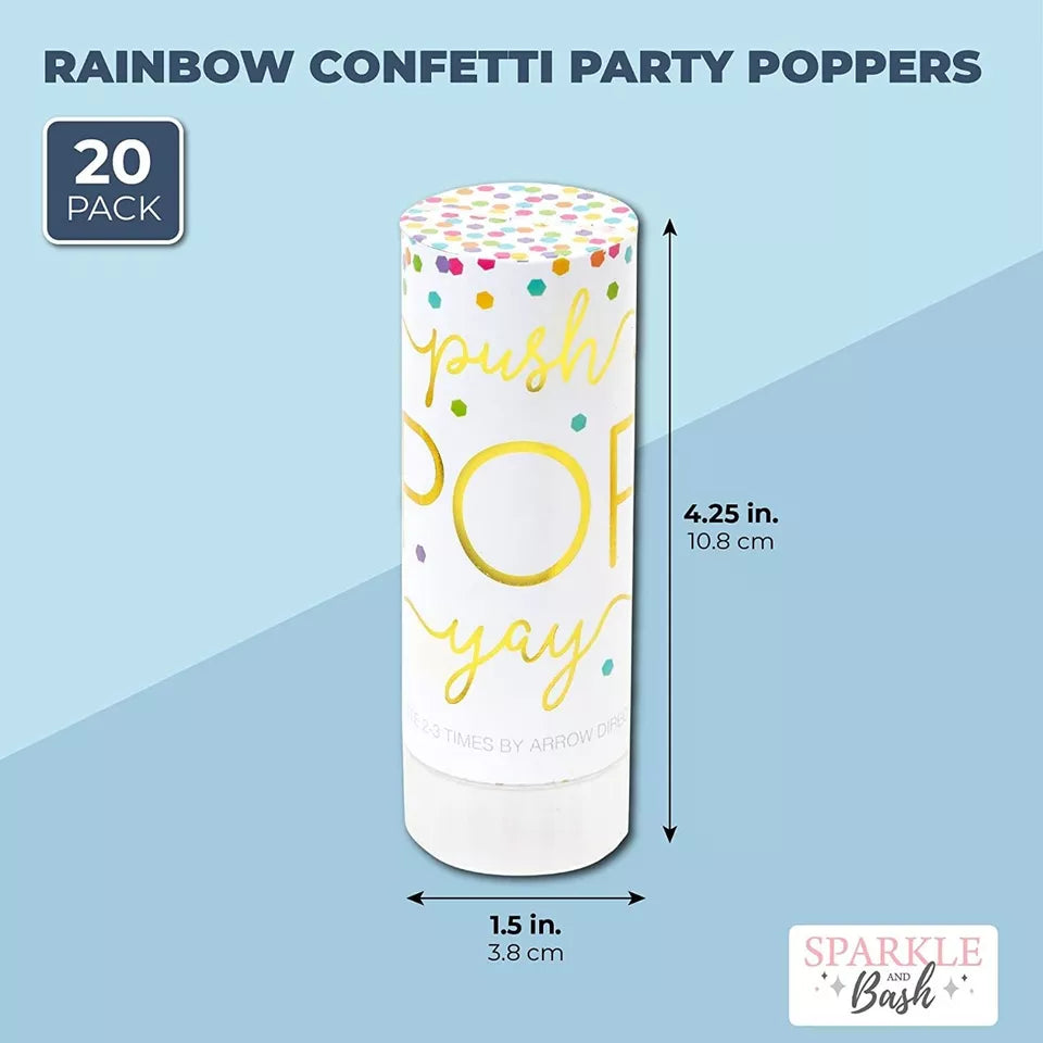 20 Pack Rainbow Confetti Shakers - Wedding and New Year's Eve Party Supplies