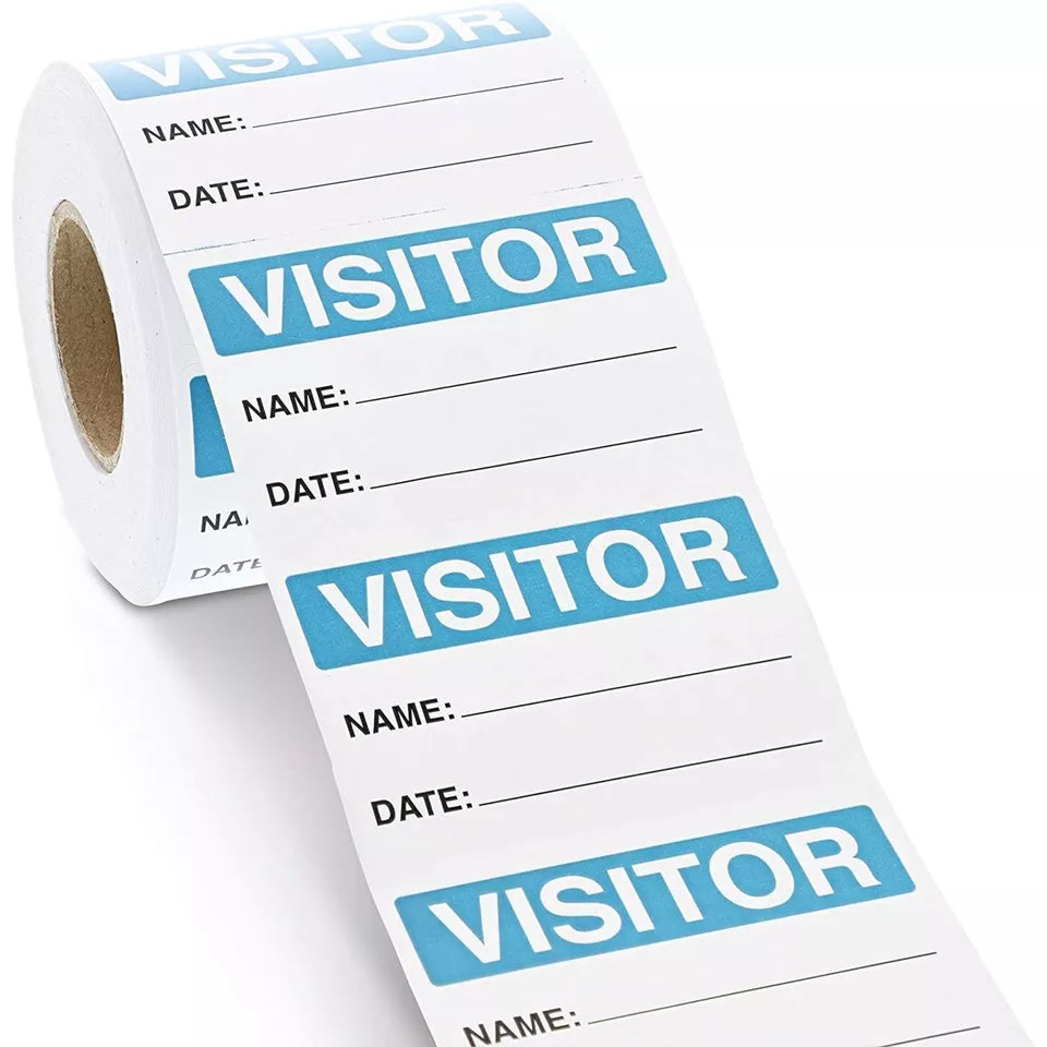 500-Count Visitor Name Label Stickers - Roll for School, Hospital, Museum, Business